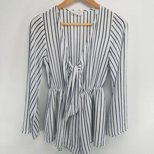 Audrey 3+1 black and white striped one piece jumper shorts size S